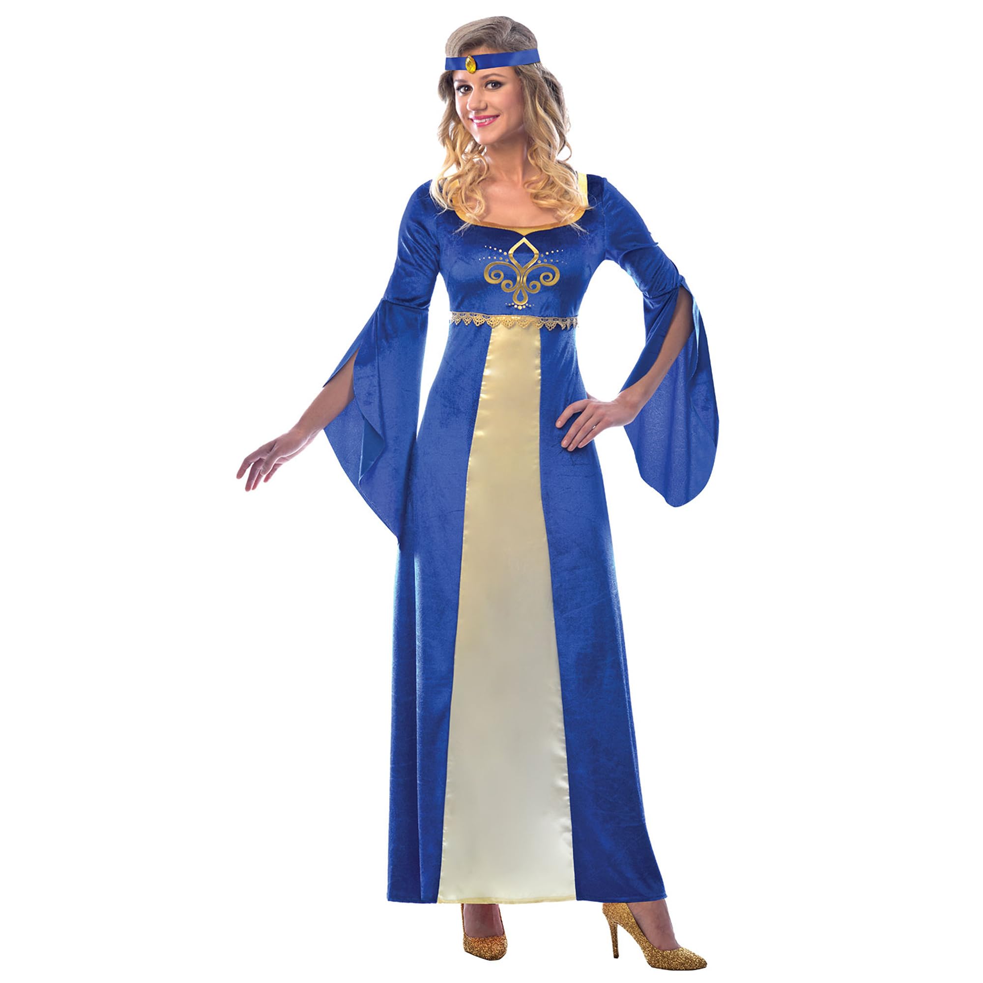 Yummy Bee  Medieval Costume Women  Renaissance Dress  Tudor Dress  Elizabethan Maiden  Plus Size Halloween Costume (Blue, 16-18) - BigaMart