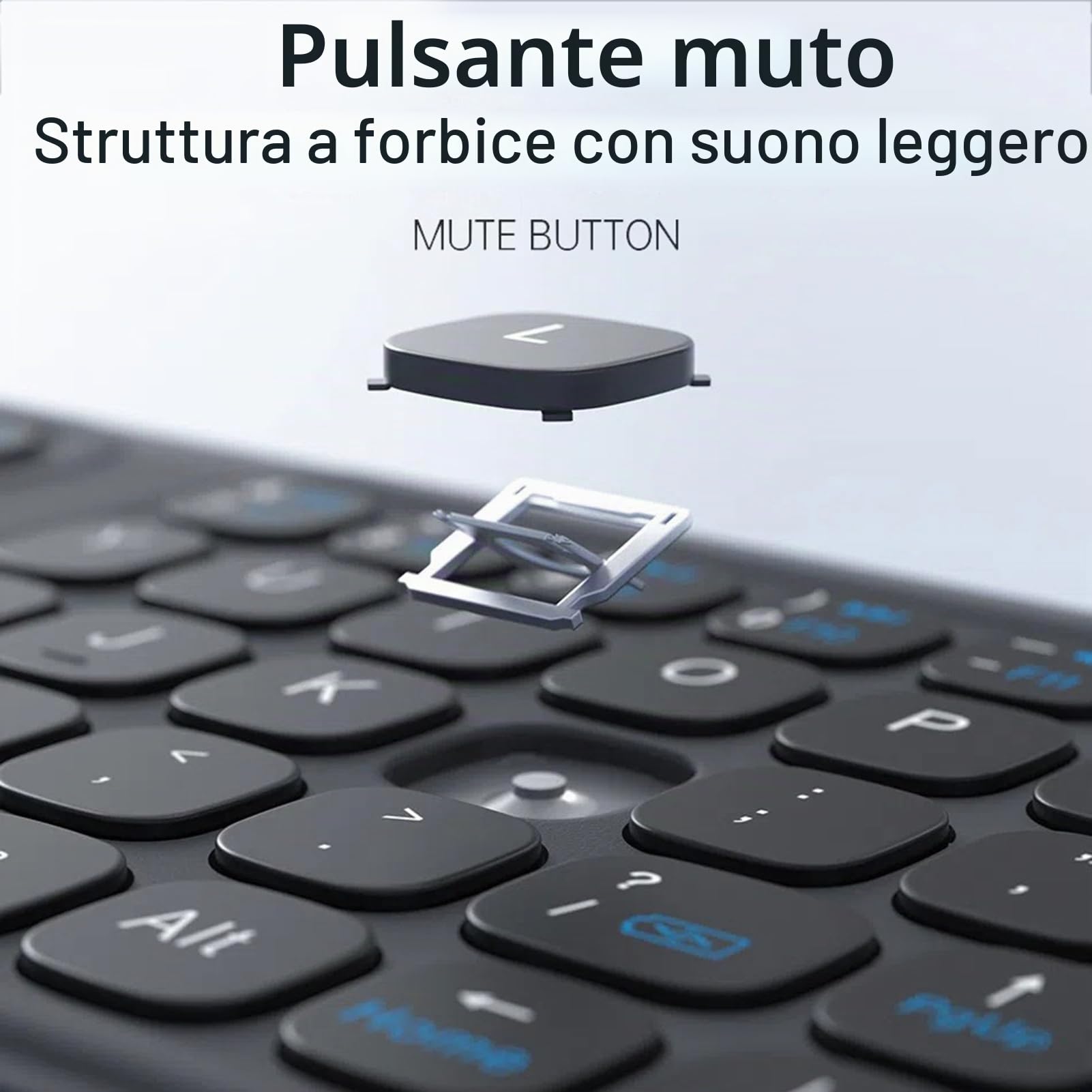 Tosuny Tastiera Bluetooth Pieghevole con Touchpad, Tastiera Wireless Pieghevole con Interruttore a Forbice, Tasto Silenzioso, Tastiere Pieghevoli Tascabili Full Size Ricaricabili per