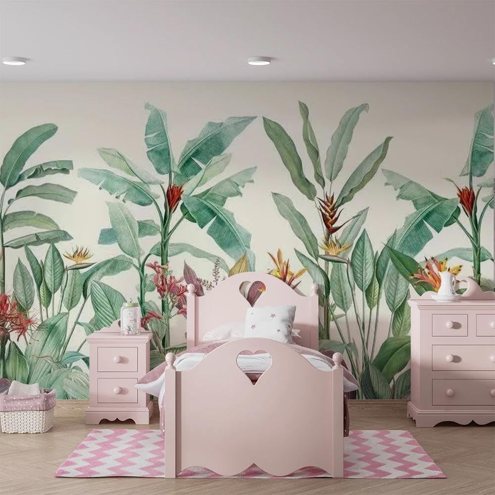 Papier peint mural 3D tropical salon grand format déco nature pour mur de fond