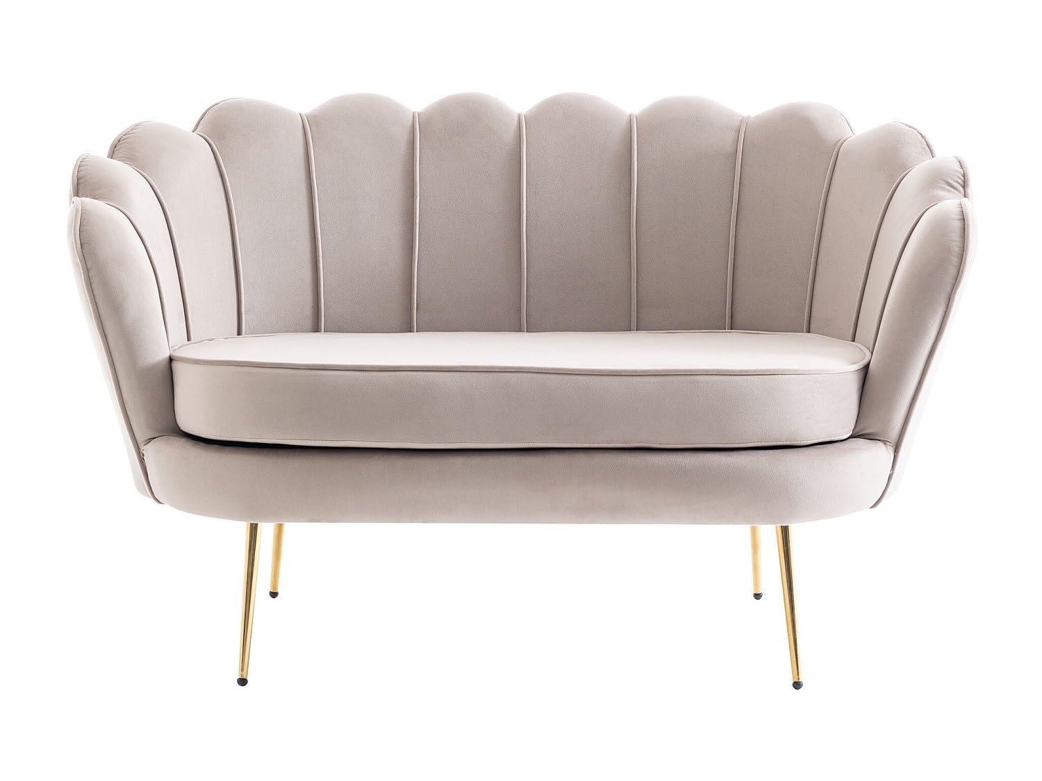 Vente-unique - Canapé 2 Places et Fauteuil Coquillage en Velours Taupe Dandelion