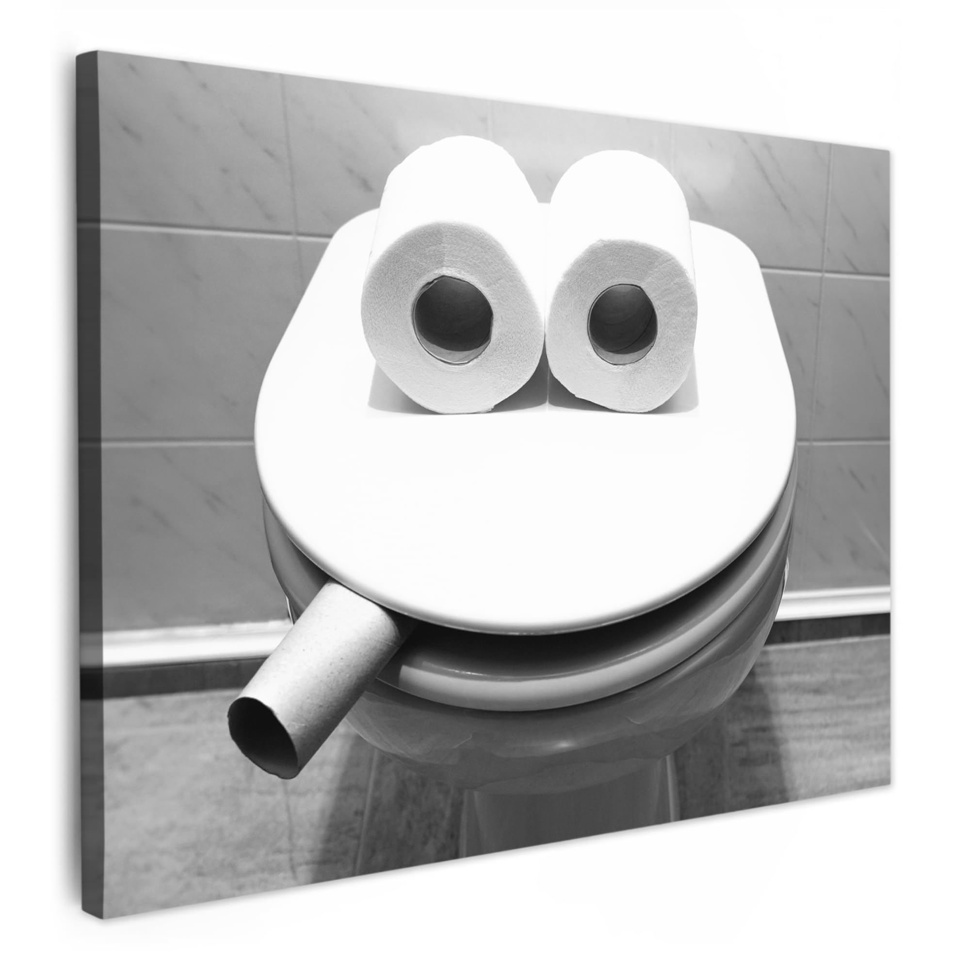 MuchoWow© Canvas Wall Art 70x50 cm Decor Prints for Living Room Decorative Canvases Hall Artwork WC - Toilet seat - Funny - Toilet