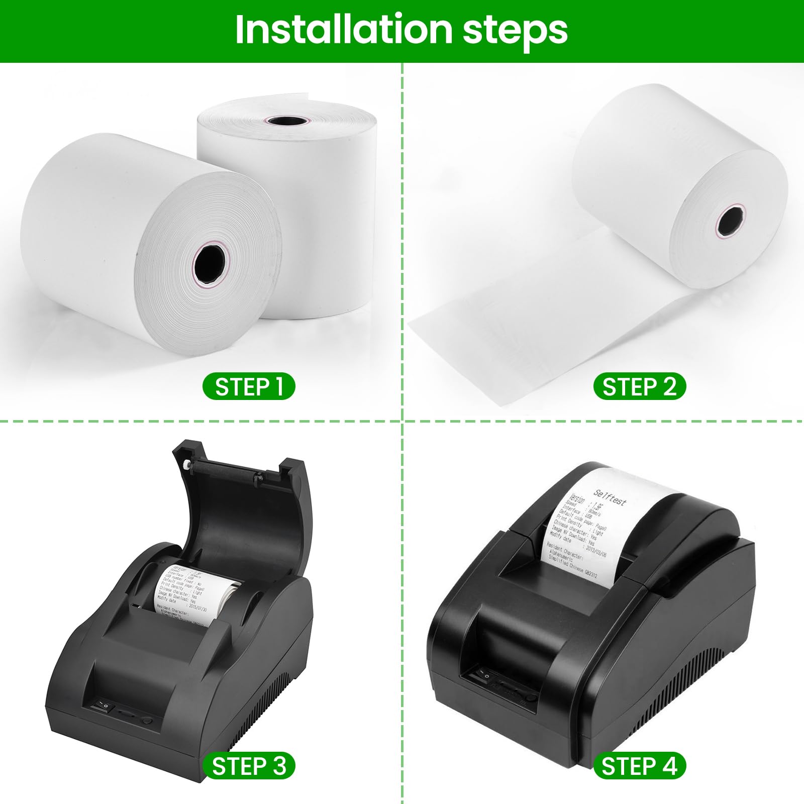50 rotoli di carta termica per contanti, 80 mm, 80 mm x 80 m x 12 mm, compatibile con la maggior parte delle calcolatrici e registratori di cassa, rotoli di carta di ricambio