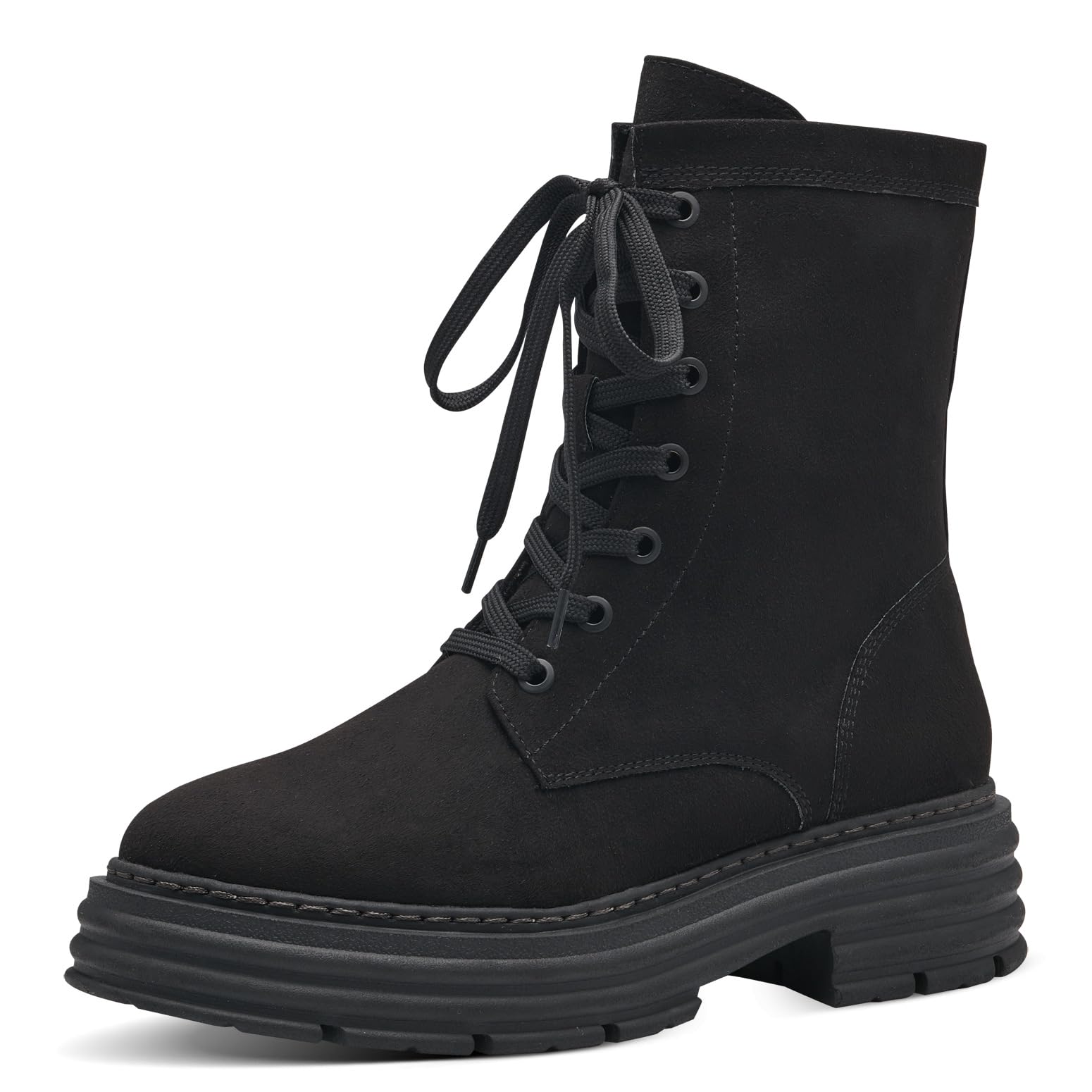 MARCO TOZZI Women's 2-25287-41 Lace Boot Flat, Black, 5.5