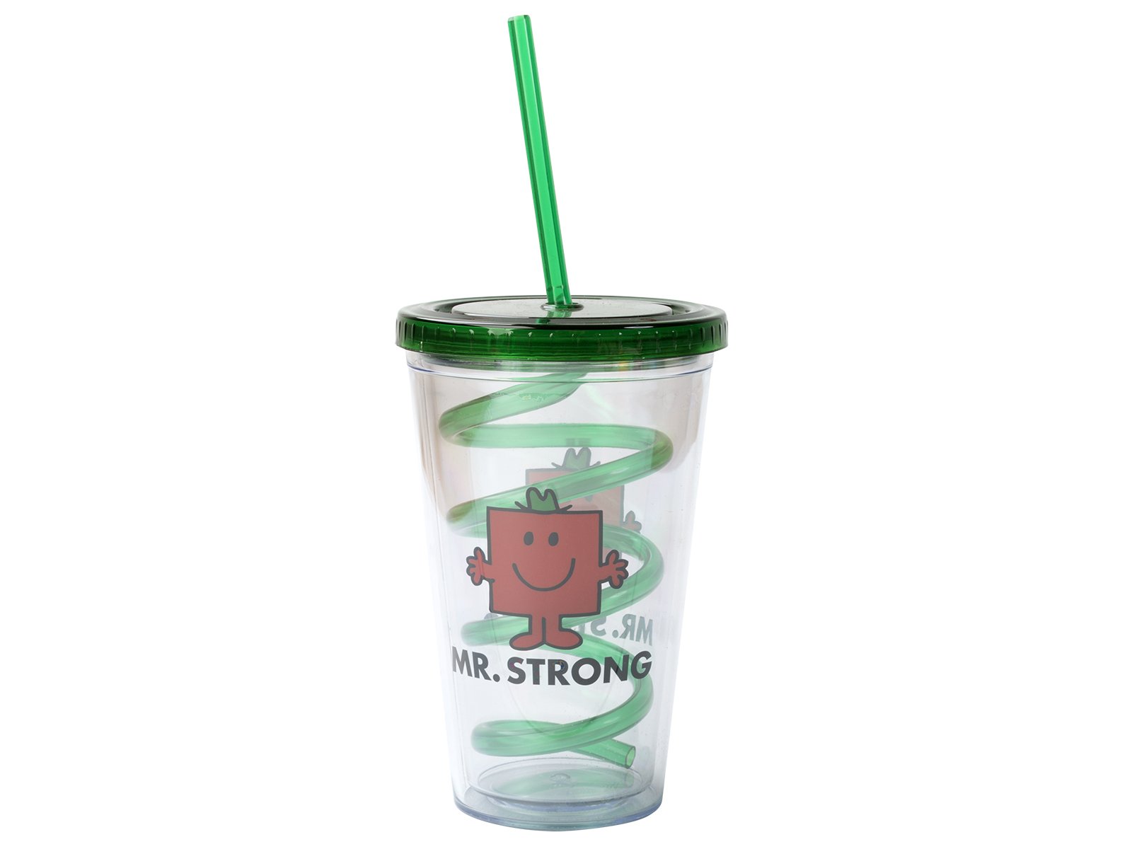 Creative Tops Mr. Men “Mr. Strong” Double-Walled Insulated Cup with a Straw, 470 ml (16 fl oz)