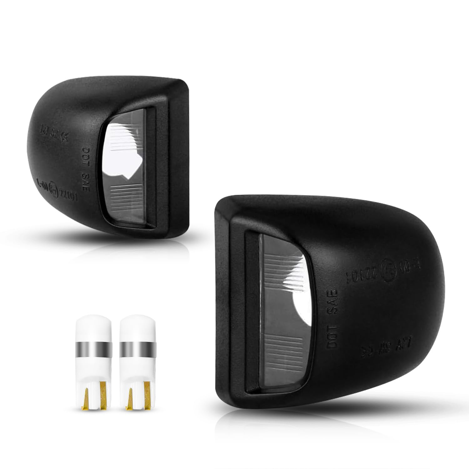 LESAUCE LED License Plate Light Tag Lamp Assembly Replacement for Chevy Silverado 1500 2500 3500 Suburban Tahoe GMC Sierra Yukon XL for Escalade, 6000K White,Housing+T10, Pack of 2
