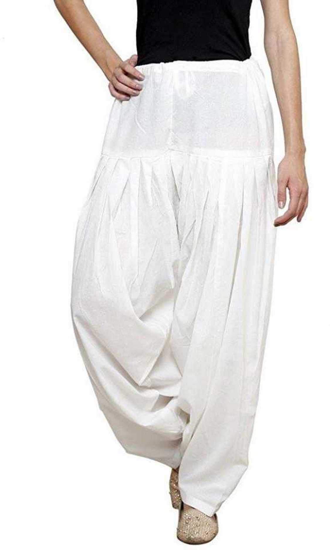 avinzo Women Cotton Mid Rise Relaxed Patiala Salwar(Free Size) Length (38" inch) Waist (26" to 34" inch) (White)-picture-50
