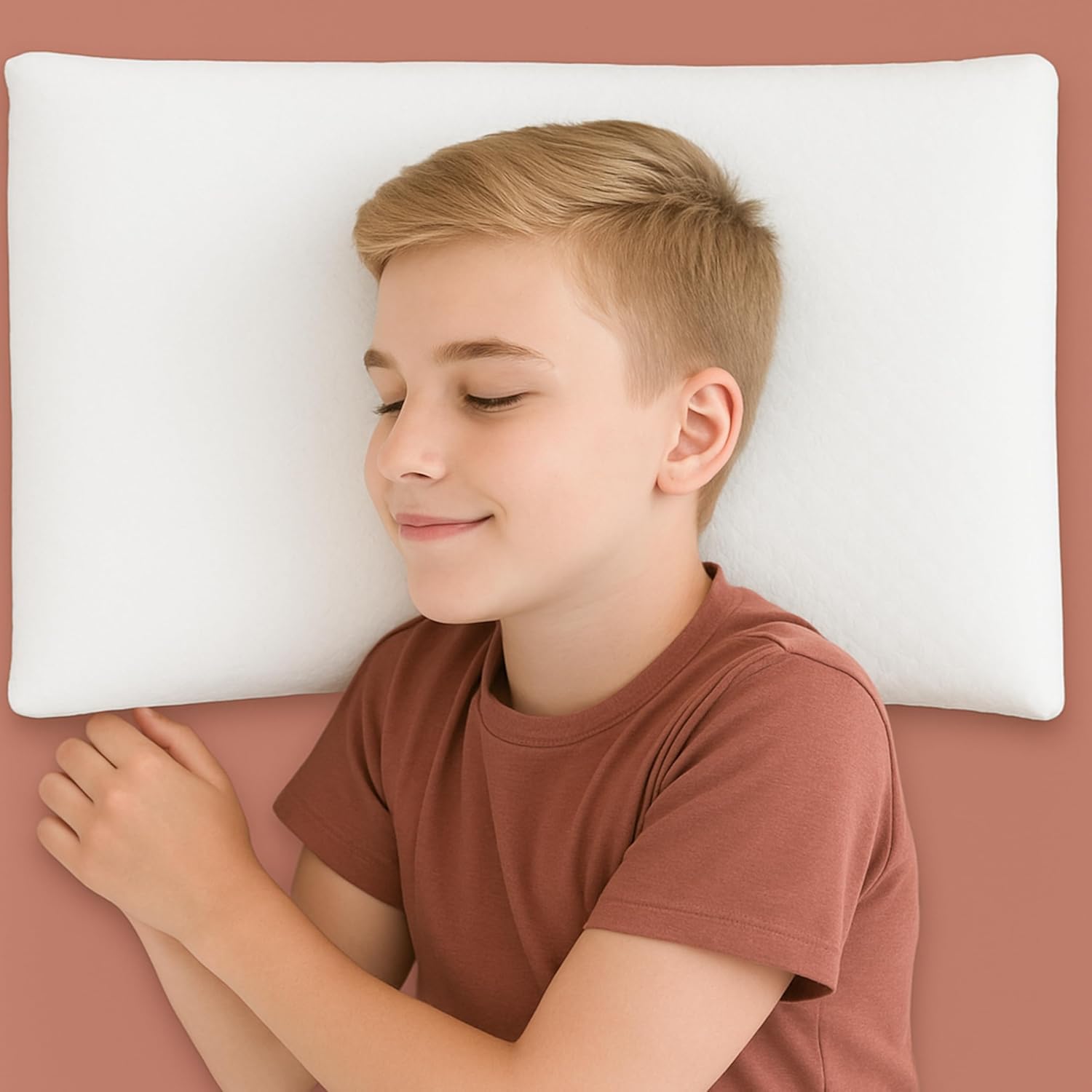 KNERST Cuscino Bambini 40x60 Memory Foam 8,5 cm, Ergonomico | Guanciale bambino, cuscino letto, Ökotex, traspirante, anallergico, antisoffoco, sfoderabile, lavabile