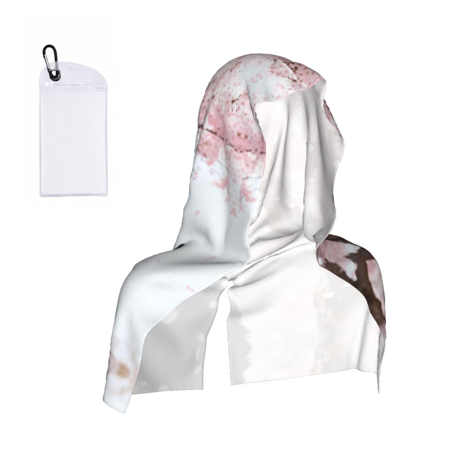 CNTDBU Panda Cherry Blossom Cooling Towel Hooded-Instant Chill Neck Cover for Sports, UV Cooling Rag for Running Gym