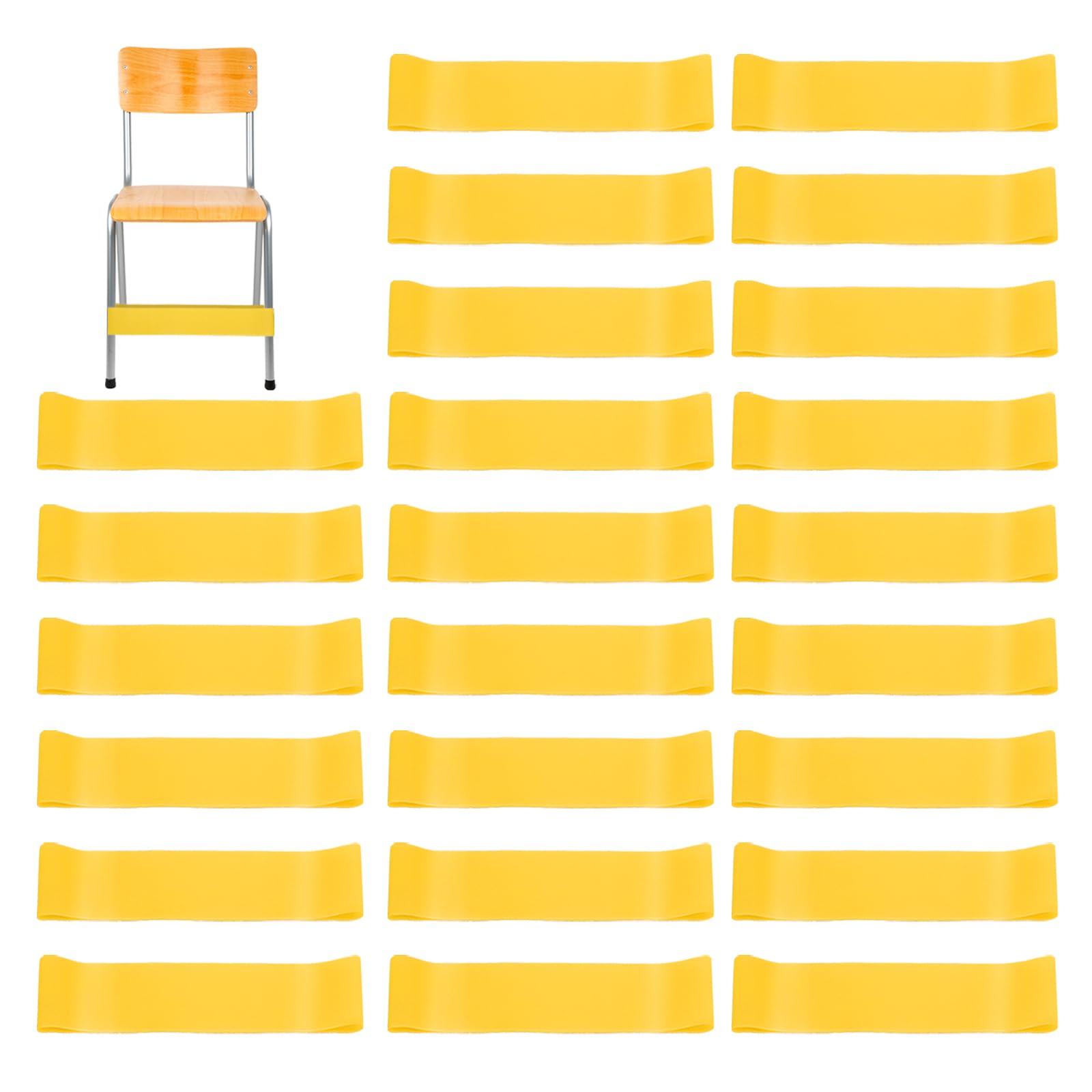 PATIKIL Fidget Bands for Classroom Chairs 24 Pcs, Chair Bands Relieve Anxiety for Classroom Seats and Desks Yellow, 0.8mm
