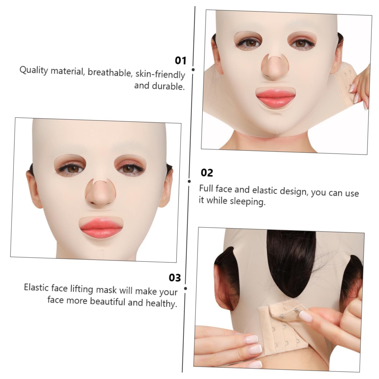 FRCOLOR 3 Pezzi Maschera Per Dormire Maschera Elastica Per Il Viso Per Le Rughe Maschera Idratante Per Il Viso Maschera Completa Per Il Viso Per Le Donne