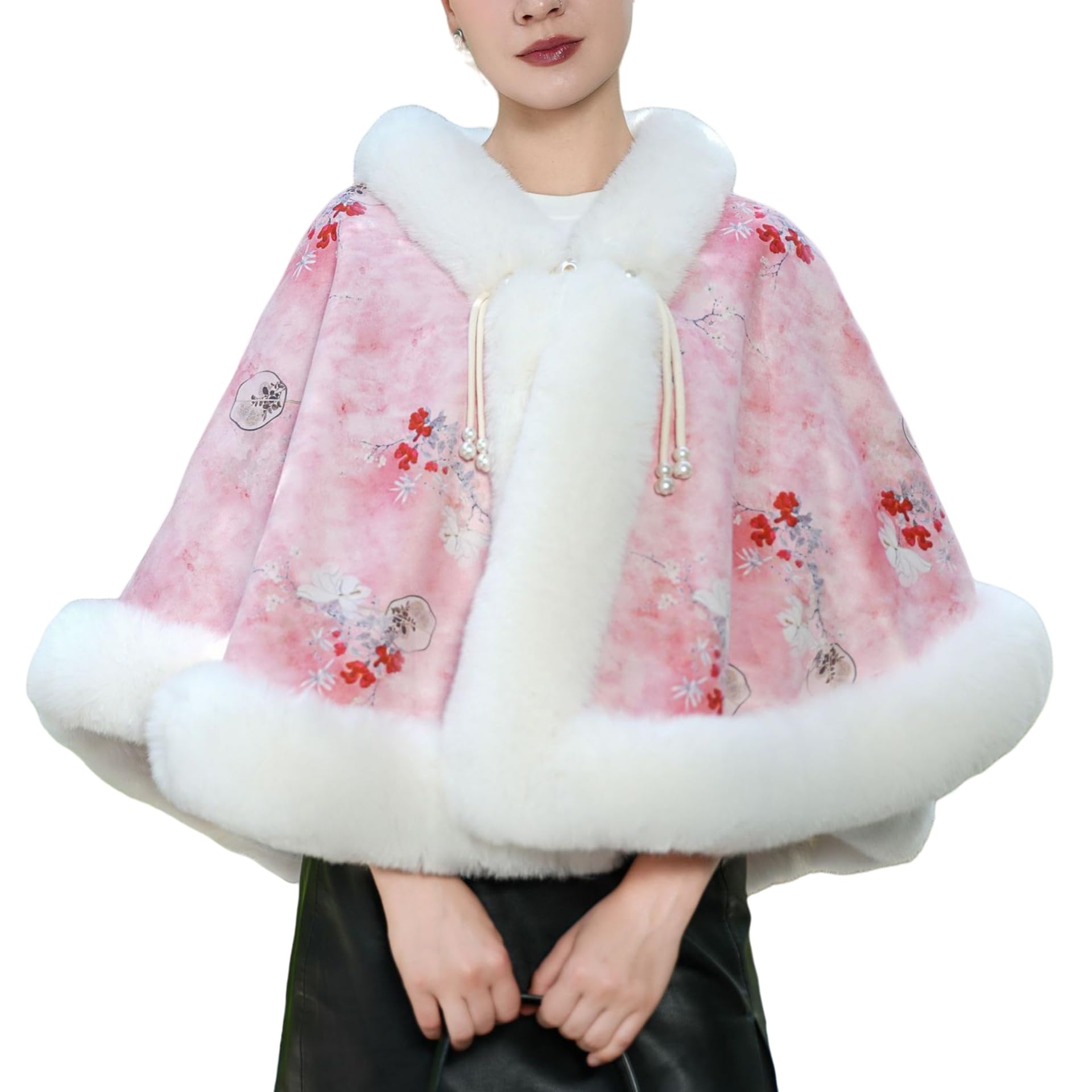 Scialle Donna Stola Da Donna In Pelliccia Sintetica Scialle Elegante Mantello Vintage Floreale Bolero Lavorato A Maglia Per Matrimoni Invernali Serate Spose E Damigelle.