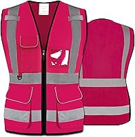 Vista 1 de Chaleco de seguridad para mujer clase 2 Hi Vis reflectante con 7 bolsillos y cremallera, cumple con las normas ANSIISEA