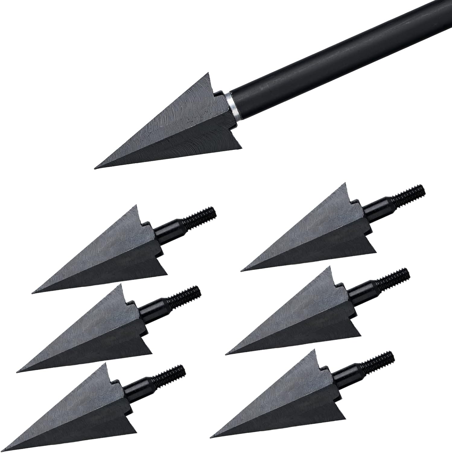 TOPARCHERY 12pcs Black Screw Archery Arrowheads Broadheads Hunting Arrow Tip Points 195Grain