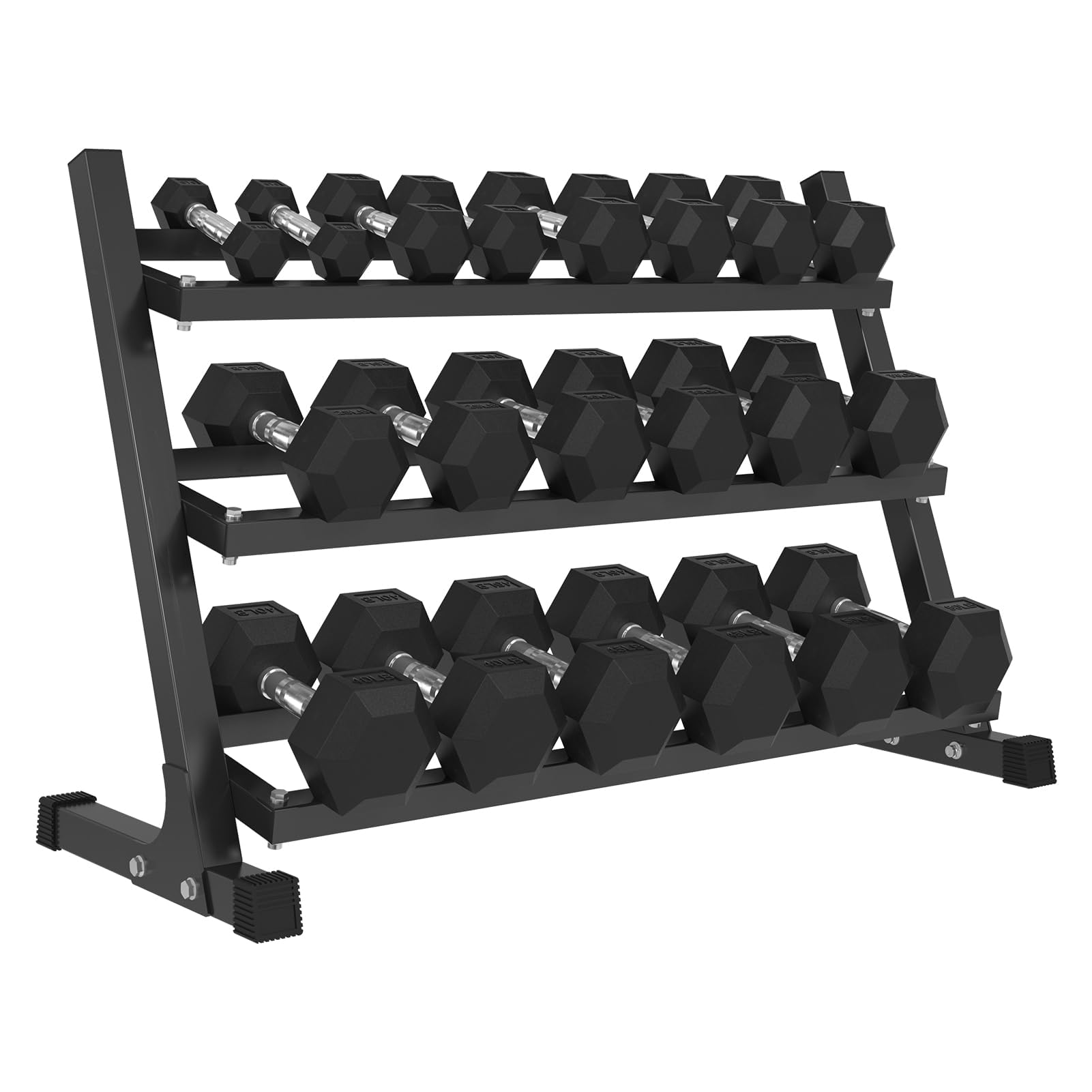 Mikolo Dumbbell Sets with Rack Rubber Hex Dumbbells Multiple Choices in 160 200 380 450 550LB Hand Weights