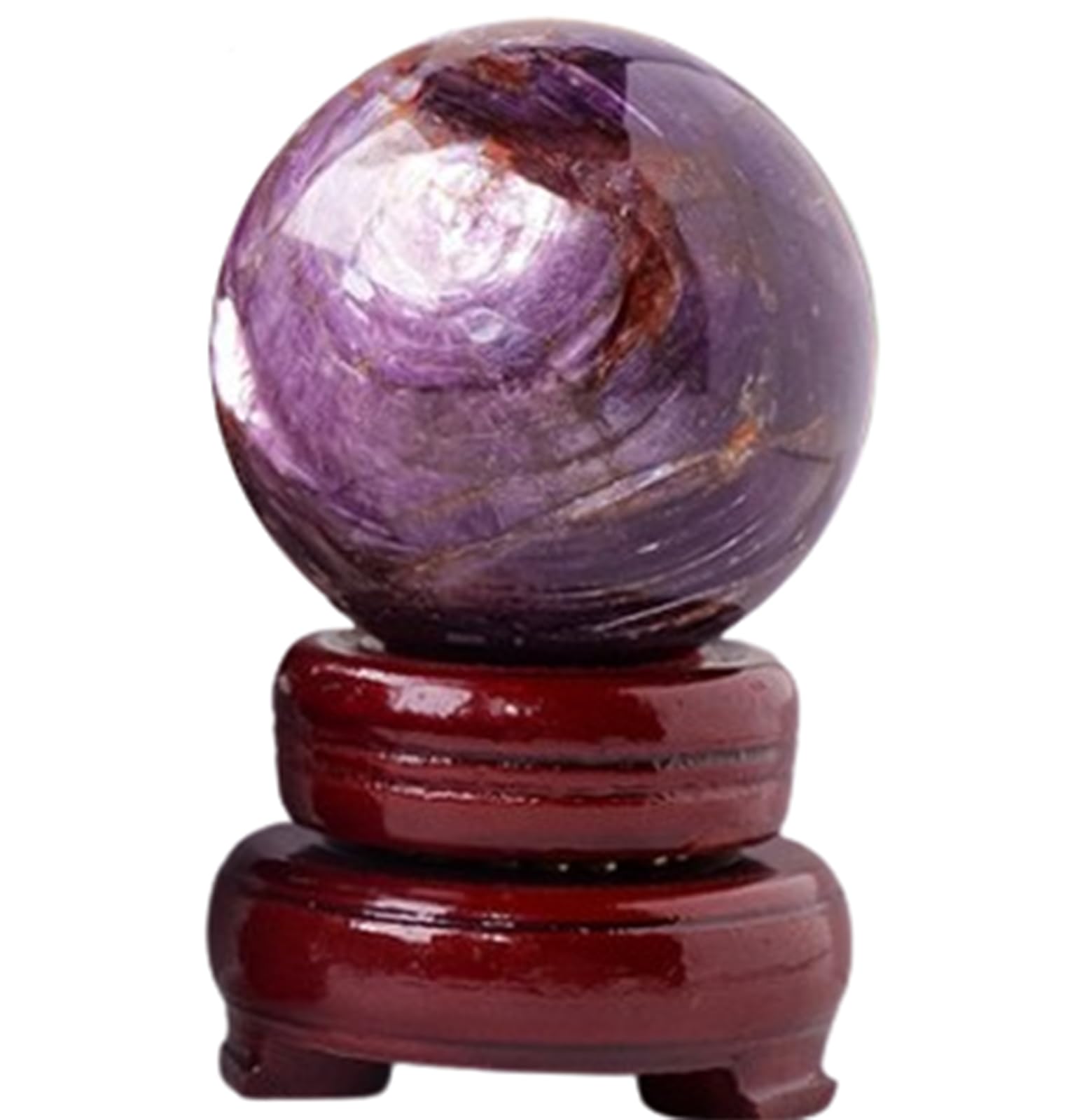DPURPIWADY lepidolite Crystal Ball Amethyst Gemstone Sphere Quartz with Woodern Base Polished for Gifts Home Decor,60mm