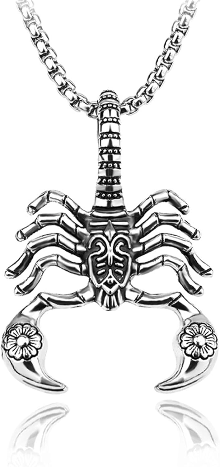 Dreuyet Scorpion Pendant Necklace for Men Women Large Titanium Steel Punk Hip Hop Scorpion Necklace Scorpio Zodiac Constellation Charm Pendant Jewelry Gift - Image 8