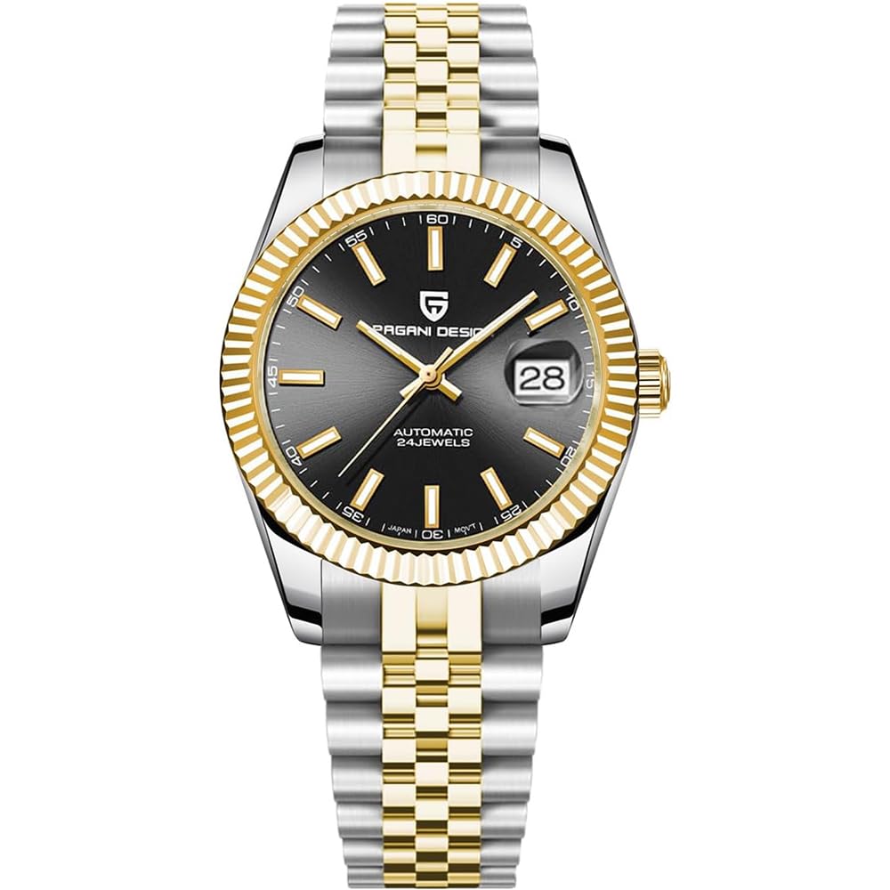 RollsTimi Pagani Design Men's Watch, Japan NH35 Movement, Stainless Steel, Self-Winding Elite Business Watch, Sporty, 100 Meter Water Resistant.