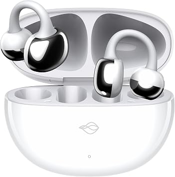 THINKAR SoraClips Open Ear Earbuds, 4.6G Ultra Lightweight Clip On Headphones, 31H Playtime AI ENC Wireless Bluetooth 5.4 Clear Call Earphones, Comfort for Sport Running Workout Travel, White