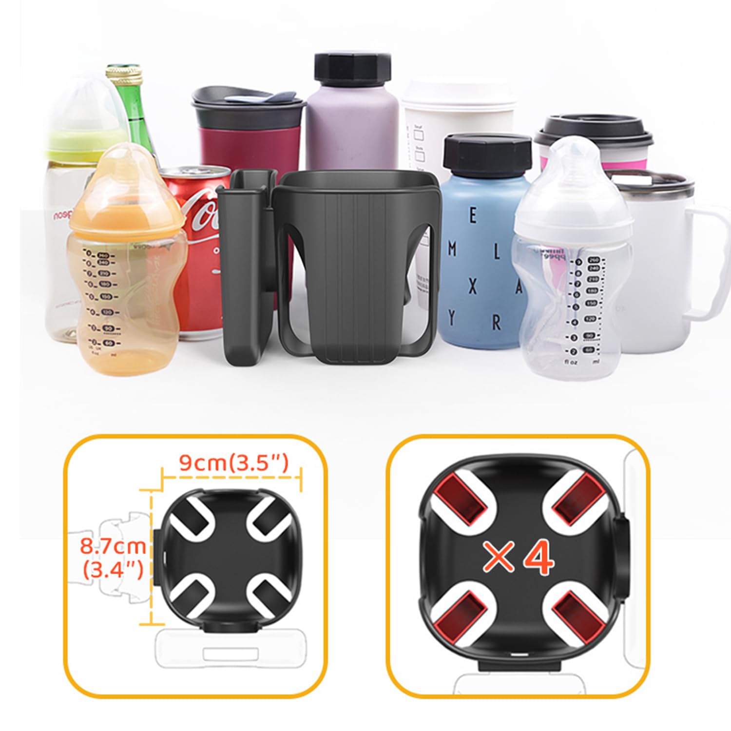 KDD Stroller Cup Holder With Snack Tray, 3-in-1 Universal Stroller Tray