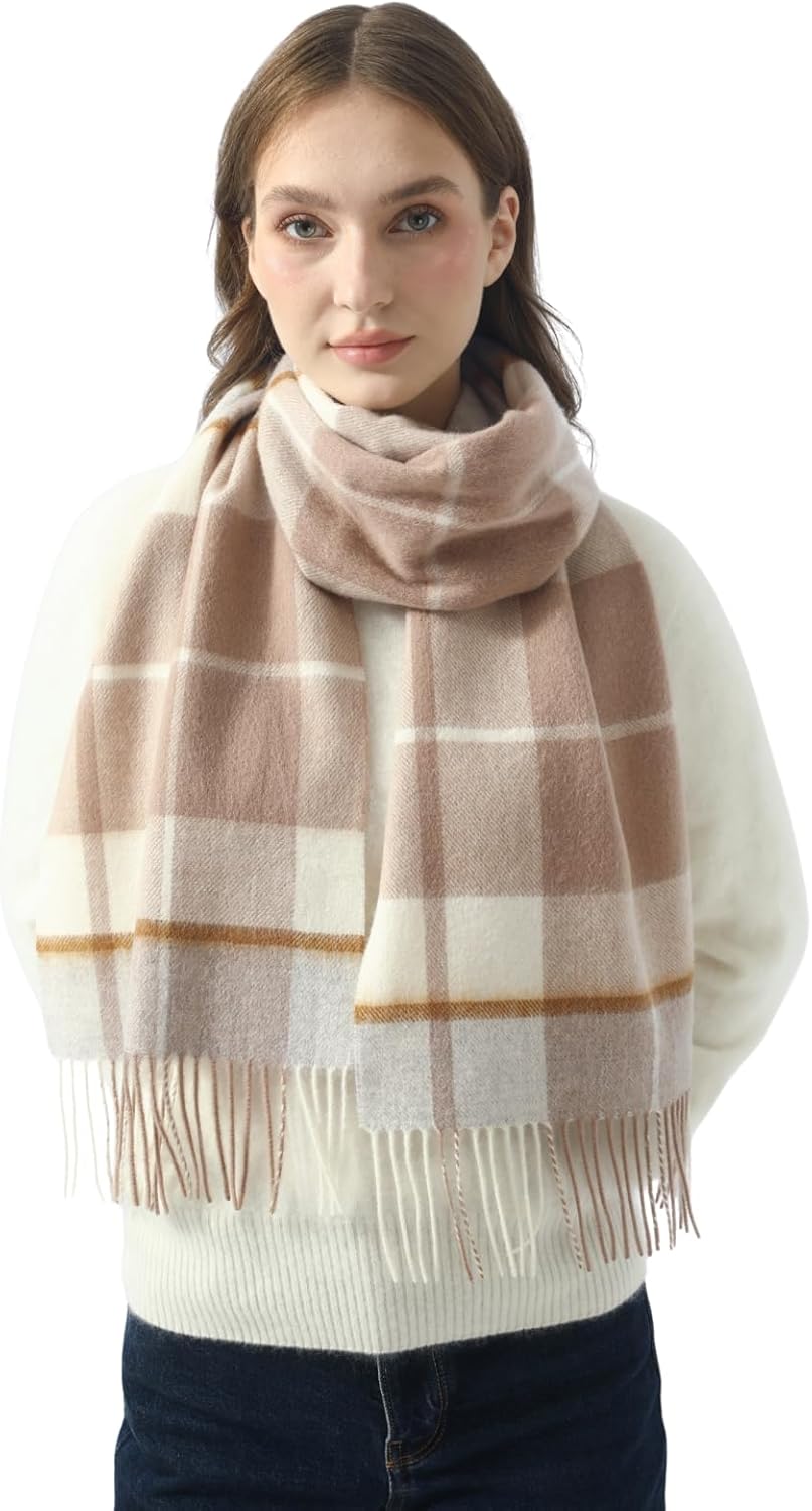 SUNDSGT Winter Plaid Wool Scarf for Women and Men Soft Warm Winter Scarf for Women Cold Weather