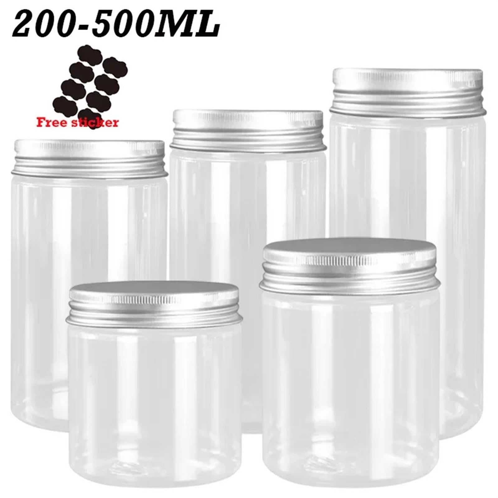 Marmeladengläser 10 stücke 200/250/300/400/500 ml Durchsichtige Plastikdosen marmeladendose Probentopf Behälter wiederverwendbares Vorratsglas for Die Küche Einmachgläser(10pcs-300ml)
