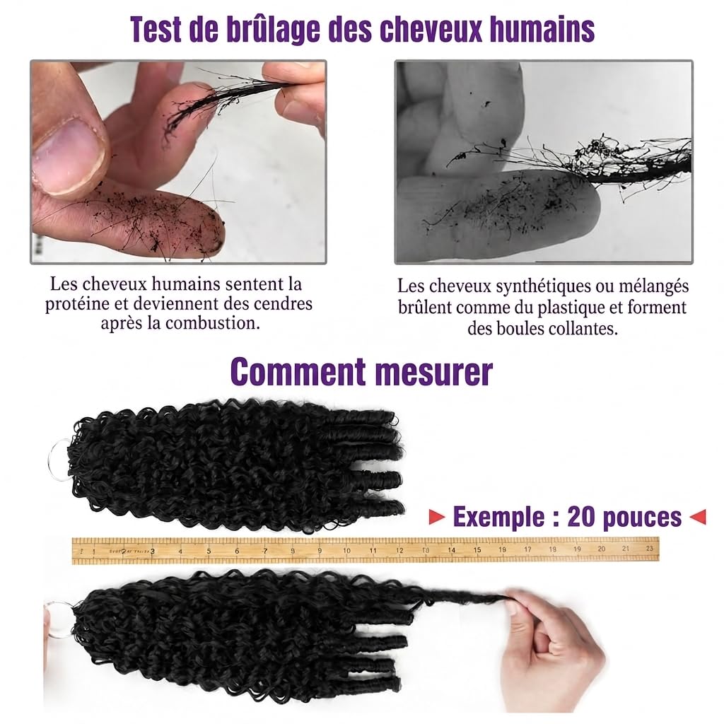 Blinghair Extension de Cheveux Humains au Crochet Boucle Birmane, Mèches de Cheveux Bouclés Pré-séparés pour Tressage Crochet, 50 Strands (50g par Paquet), Noir Naturel, 20 Pouces, 1 Paquet