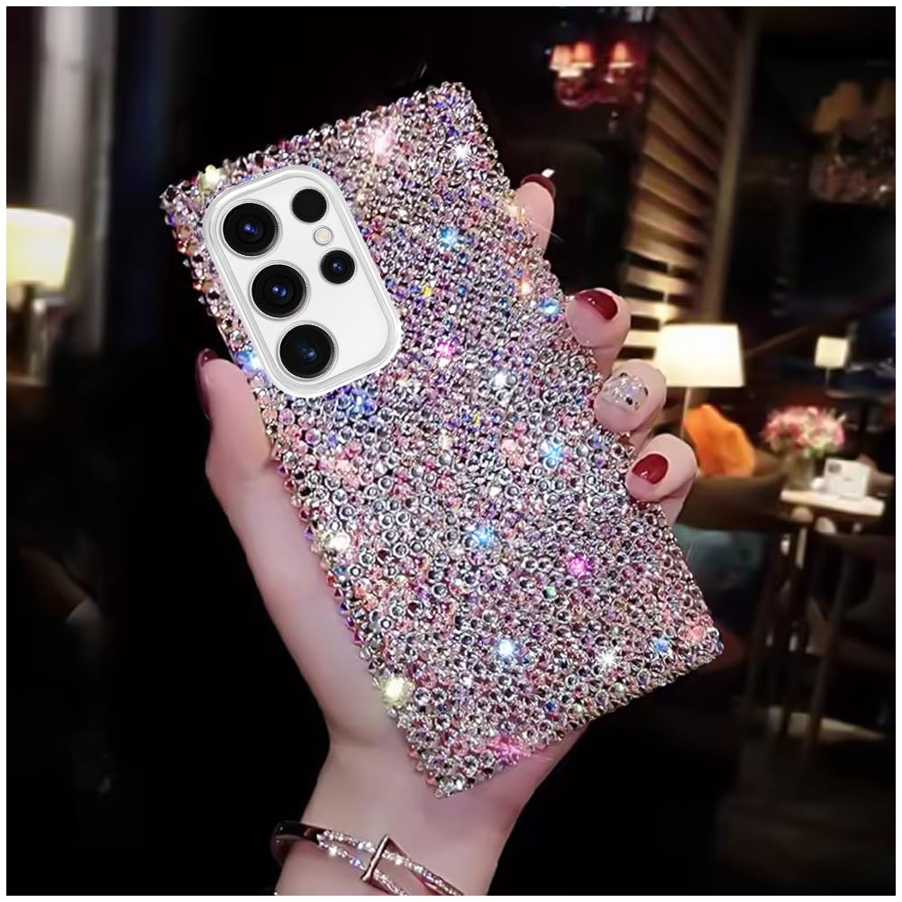 Erolagomat Bling Designer for Samsung Galaxy S23 Ultra Case, Glitter Rhinestones Phone Case with More Than 800 Super Shiny Rhinestones，Luxury Sparkly