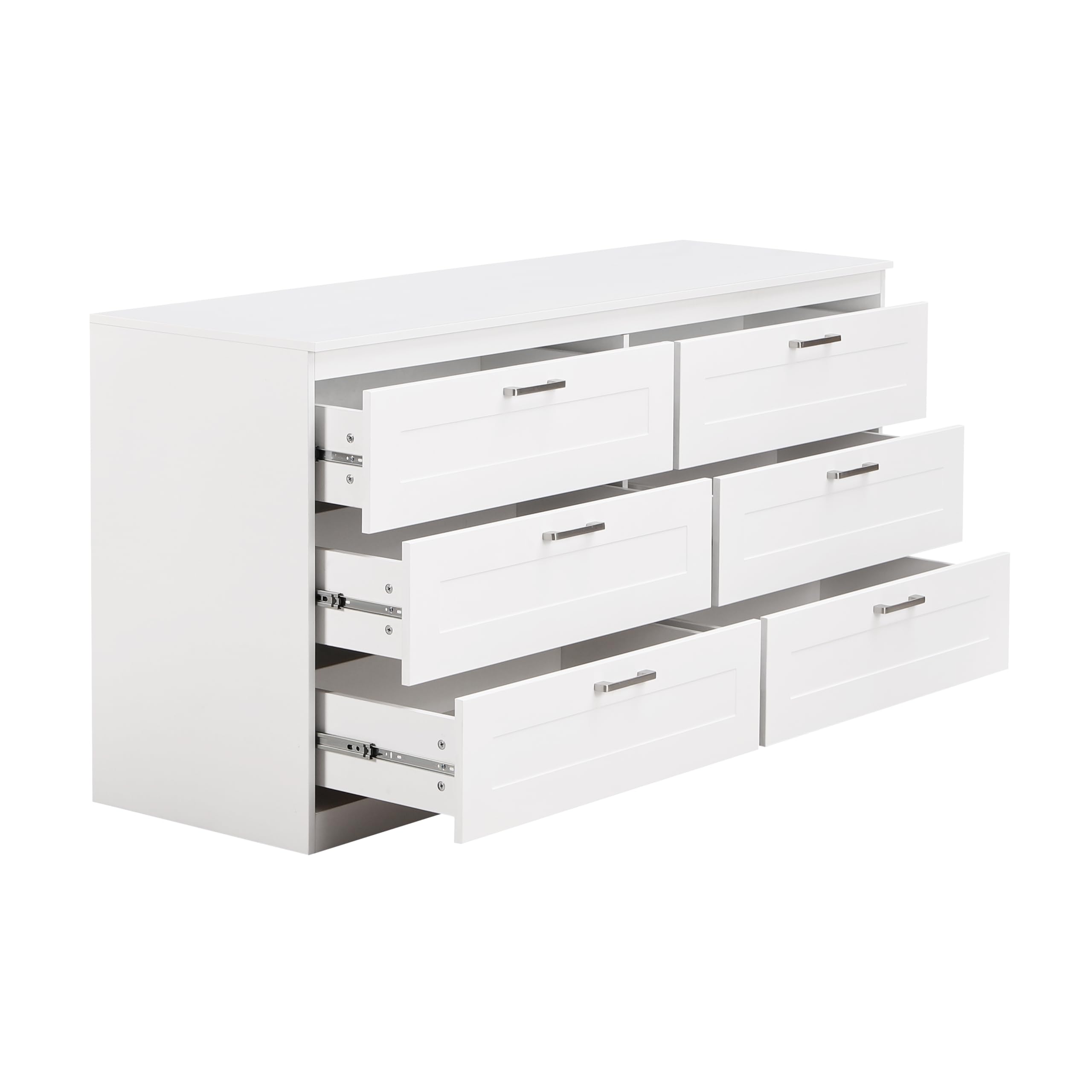 Brigros WeHome - Cassettiera Bianca 6 Cassetti Moderna, 161x50x82 Cm, Per Camera Da Letto E Ingresso, Mobiletto Multiuso, Mobiletto Cucina Salvaspazio, Cassettiera Camera Da Letto, Cassettiera Bagno
