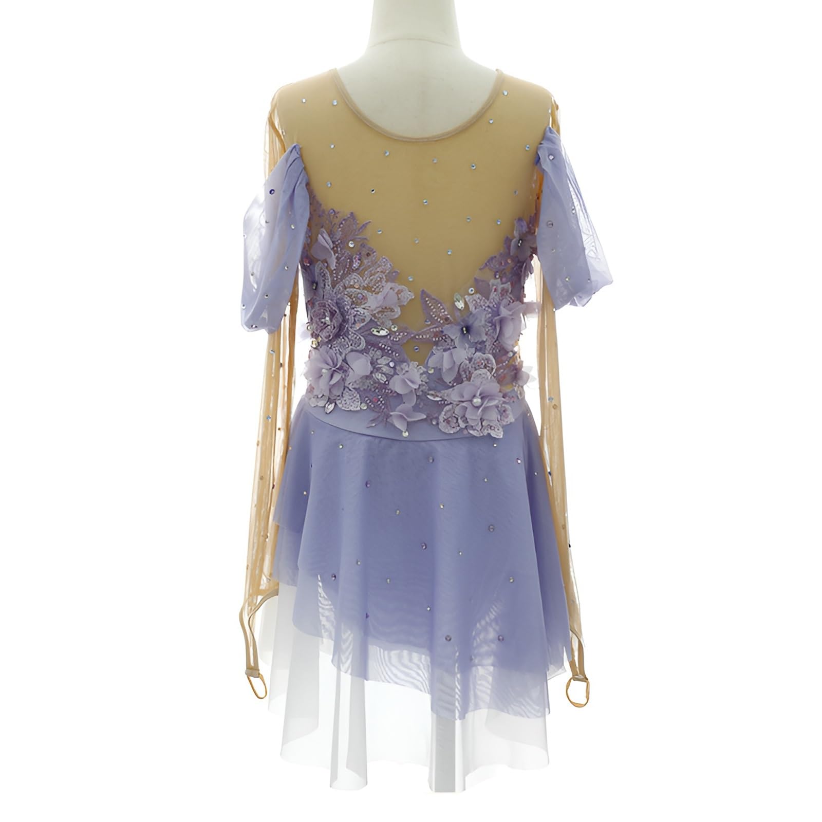 Competition Figure Skating Dress for Women and Girl, Glittering Ladies' Ice Show Costume with Stretch Fabric(X-Small) Purple
