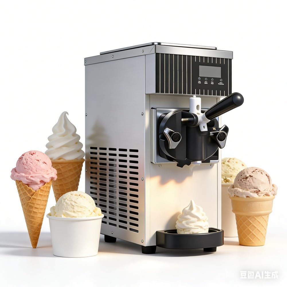 Maszyna do lodów Soft Serve, 450 W z wydajnością 4-5 kg/h, funkcja automatycznego czyszczenia, panel LCD, pojedynczy ekspres do smaku do domu i restauracji