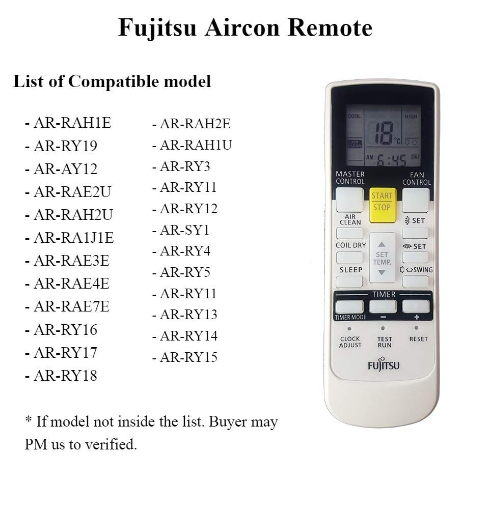 AR-RY12 AR-RY12 - Mando a distancia para sistema de aire acondicionado Fujitsu AR-RY3 AR-RY4 AR-RY5 AR-RY11 AR-RY13