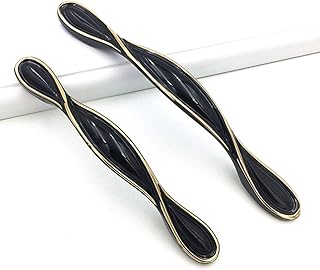 Confezione da 8 maniglie per armadietti, cassetti, armadi, cassettiere, cassetti, armadietti, stile alla moda, in lega di zinco, passo 96 mm, colore: nero