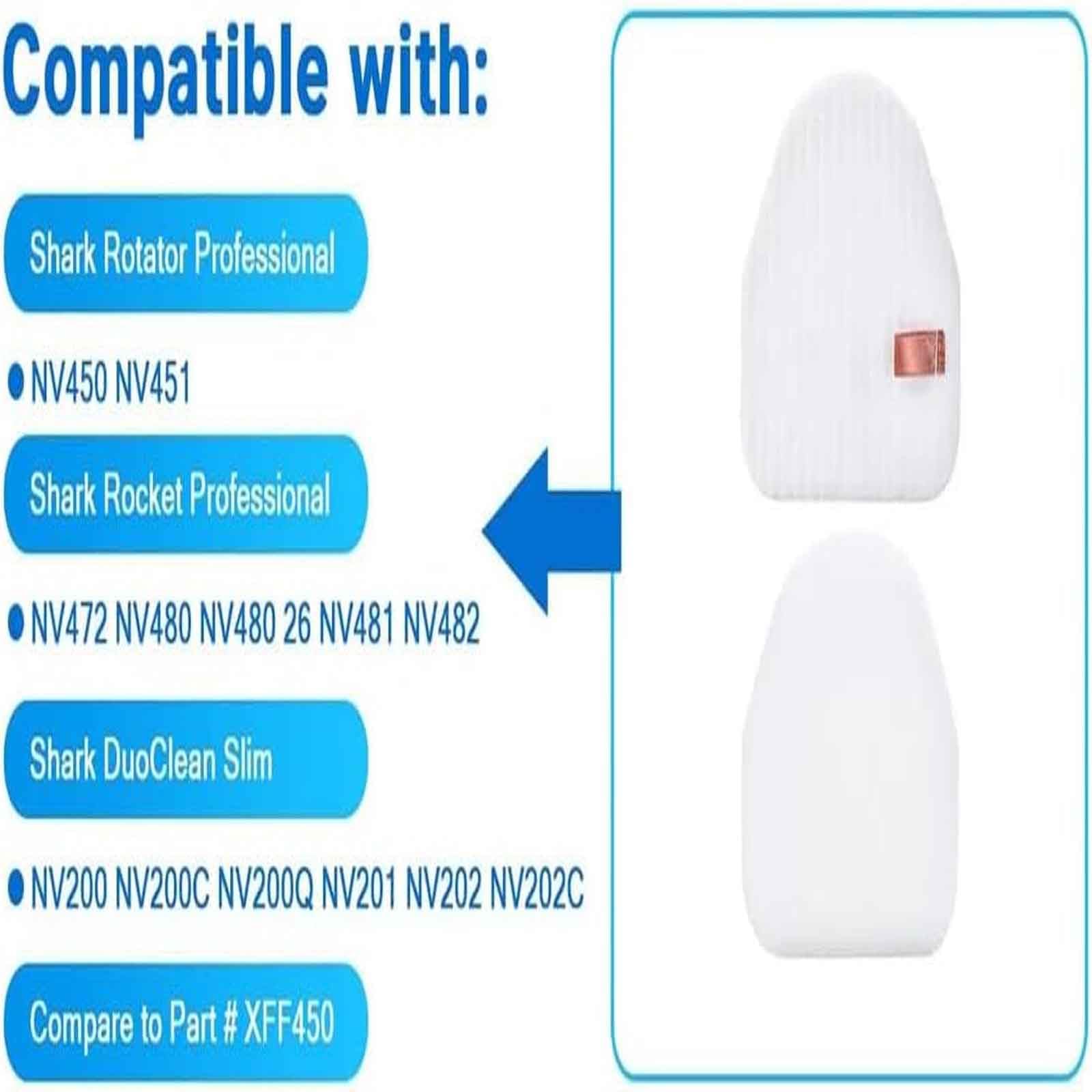 2 Pack Replacement for Shark Rocket NV450 NV451 NV472 NV480 NV481 NV482 NV200 NV201 NV202 NV100 Kits, Part #XFF450, Compatible for Shark Rocket Professional Upright NV480 Vacuums