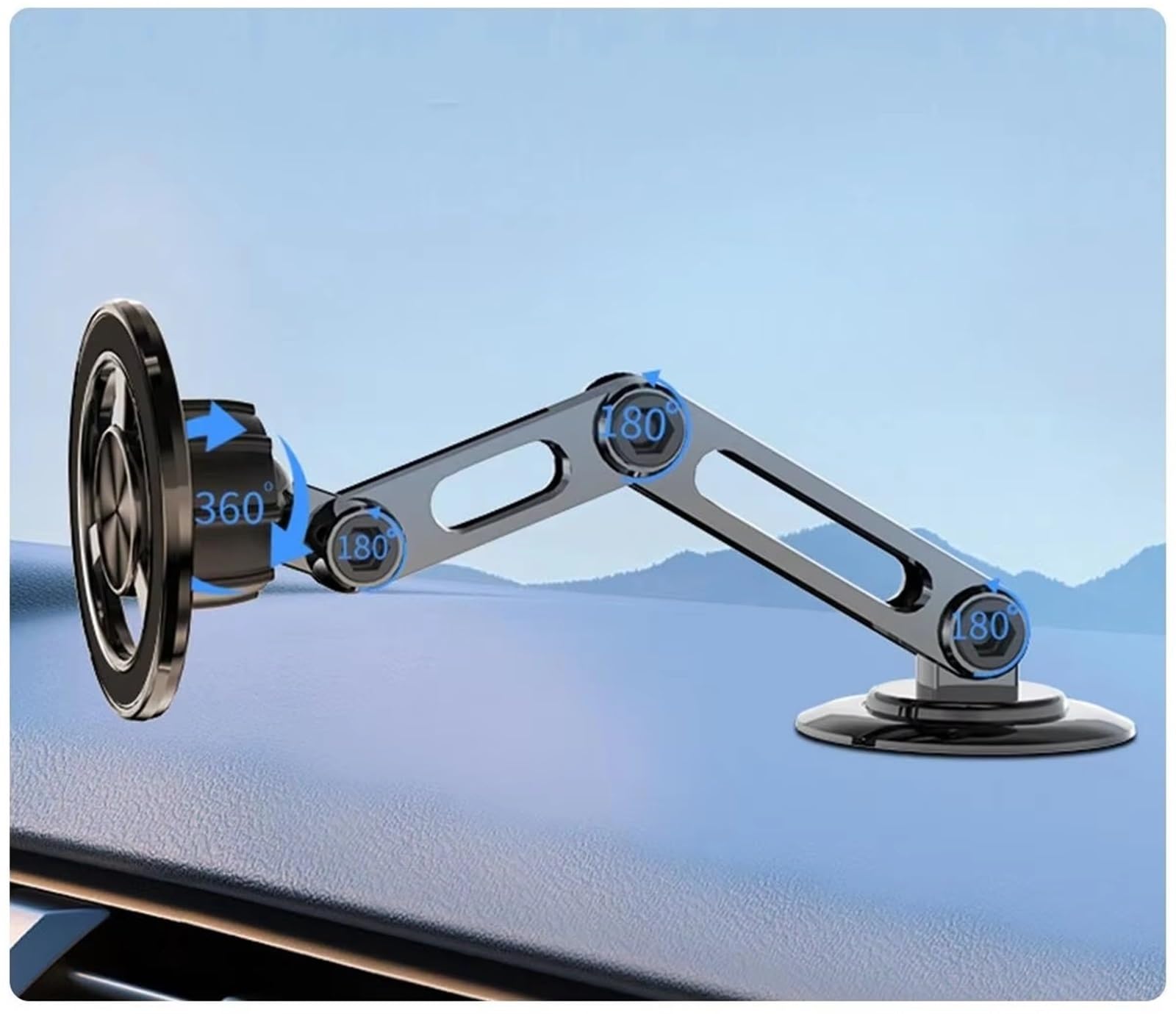 Soporte Magnético Metal Teléfono con Rotación 720 Grados Plegable para Ventilación Aire GPS Soporte Móvil Coche(Black)