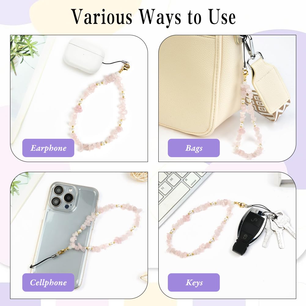 OFFCUP Dragonne Telephone Portable, Chaîne Téléphone, Anti-Perte Bohème Longe, Cristal Naturel Bracelet Telephone