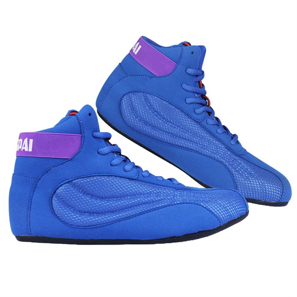 Botas De Lucha Y Boxeo para Hombres, Jóvenes Y Mujeres, Ligeras, Transpirables, Antideslizantes, para Sentadillas, Culturismo Y Entrenamiento Fitness,Azul,38 EU