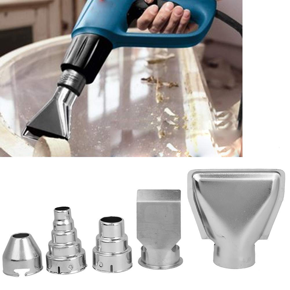 Heat Gun Nozzles Kit,5 Piece Stainless Steel Hot Air Gun Nozzles Heat Blower Accessories,Stable Performance Accessories Air Outlet Diameter,Accessories Soldering Brazing Equipment