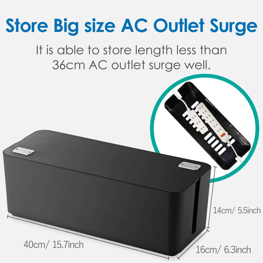 Elecom EKC-BOX001BK Cable Storage Box, Cable Storage, 6 Outlet Power Strip Storage, Black