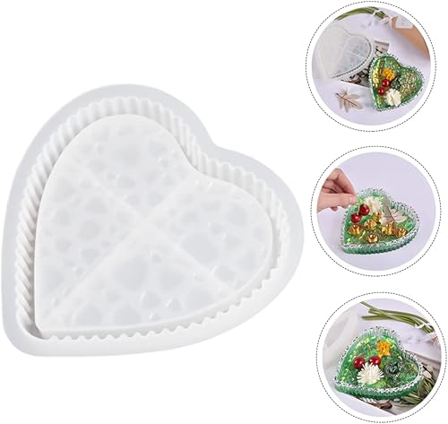 Miniatura 2 de COLLBATH Moldes de silicona para placa de corazón, posavasos Moldes de silicona, cuenco de corazón, recipientes de almacenamiento de silicona, molde