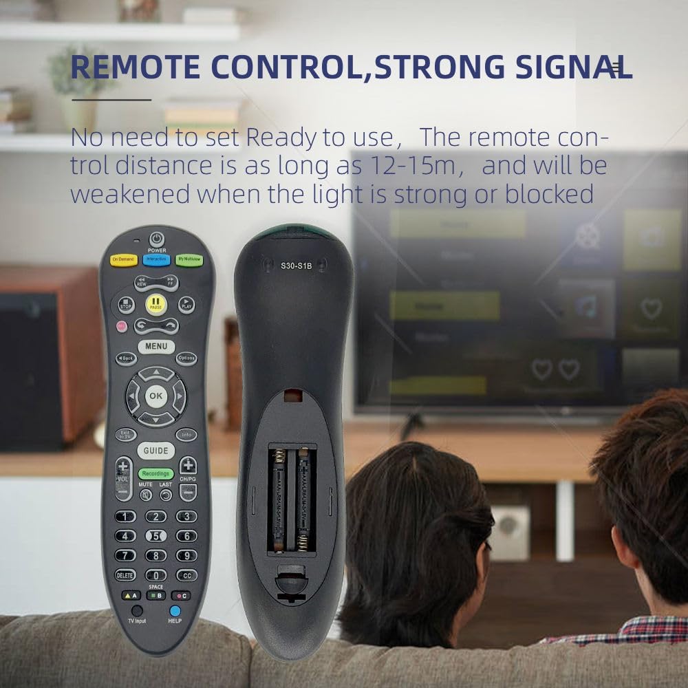 S30-S1B - Telecomando di ricambio per ricevitori TV ATT U Verse, telecomando universale con comandi multifunzione, facile installazione, confezione da 2