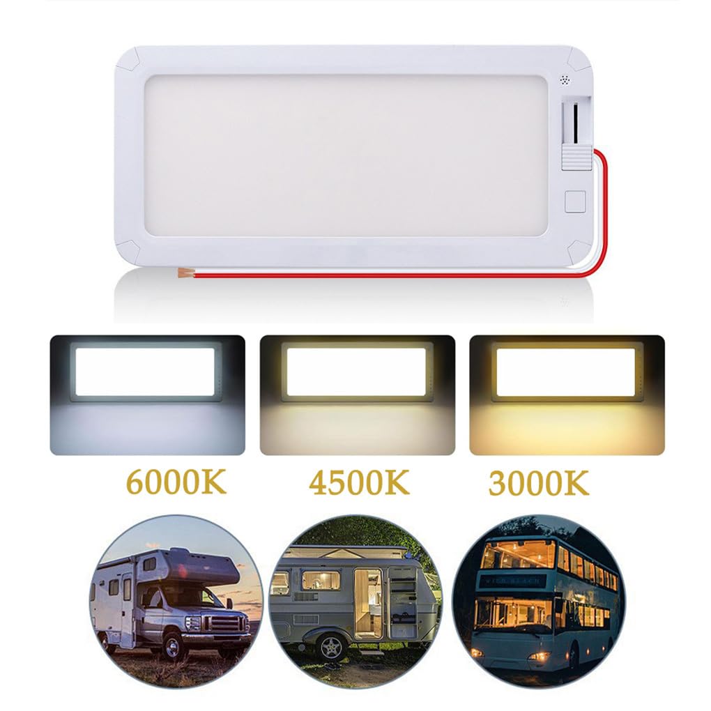 Luci interne per camper a 96 LED, 3 colori, dimmerabili, plafoniera, adatte per camper e roulotte, camion, funzionali, 3 colori, dimmerabili, plafoniera a soffitto, 2 pezzi
