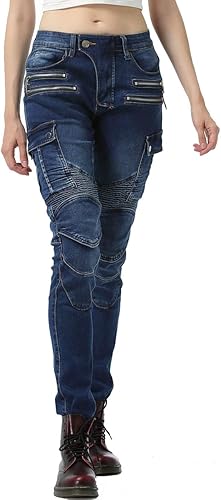 Miniatura 8 de Takuey Pantalones de motociclista para mujer, pantalones de protección para ciclismo, Azul