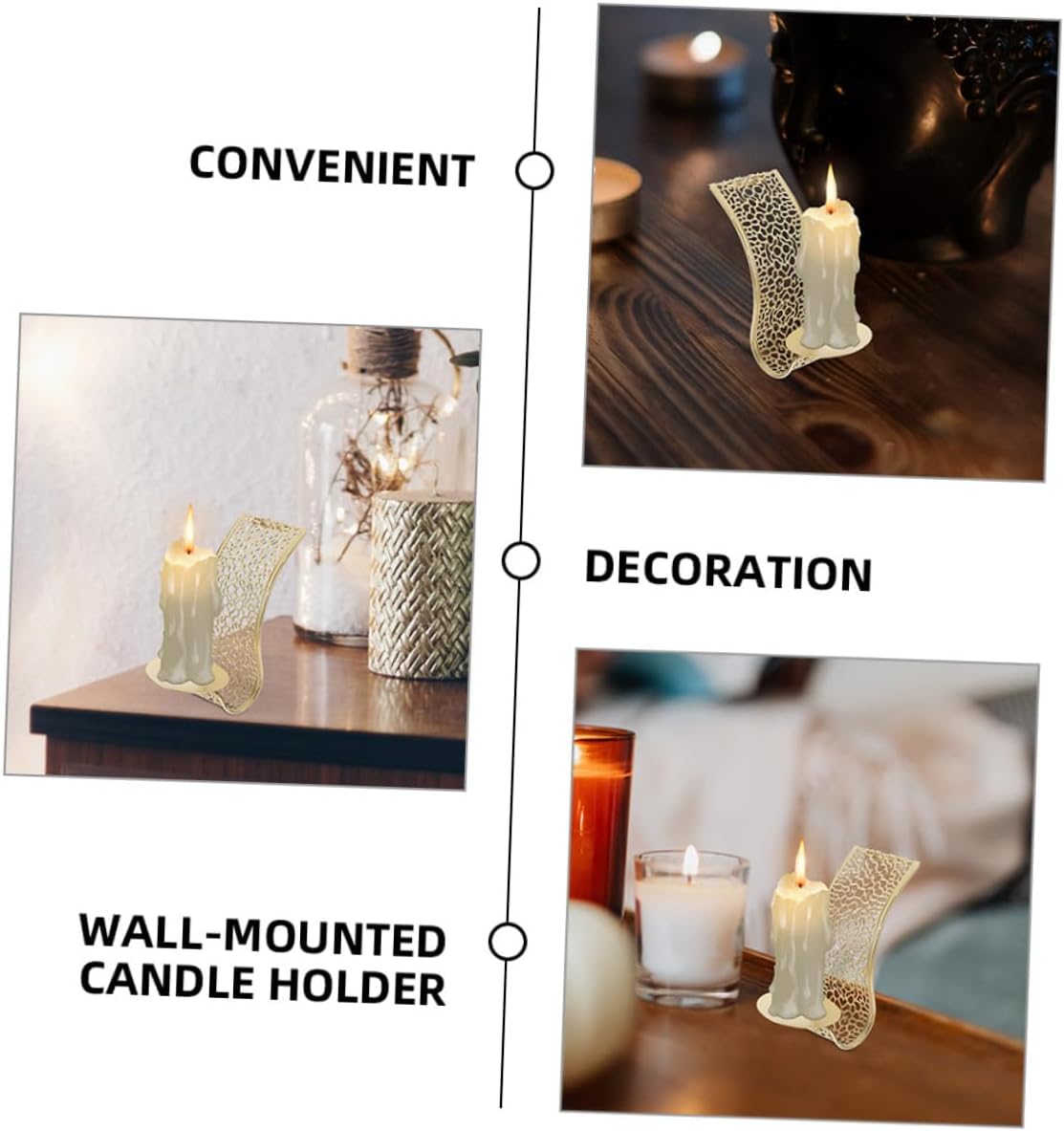 Artibetter 3pcs Hollow Out Wall Sconce Candle Holder Metal Wall-Mounted Candle Sconces for Home Décor, Living Room, Bedroom, and Dining Room