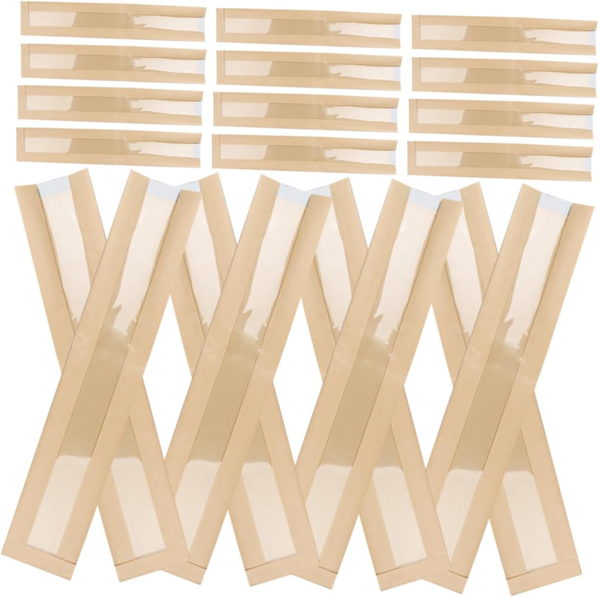 100pcs French Bread Bags with Window Kraft Paper Packaging for Homemade Loaf Storage for Bakeries Restaurants and Cafes Convenient