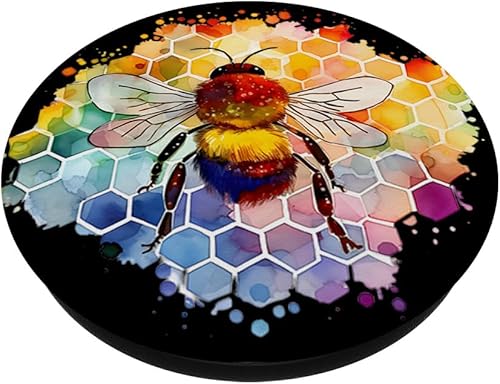 Miniatura 2 de Abeja abeja abeja panal colorido insecto abejorros amantes PopSockets estándar PopGrip