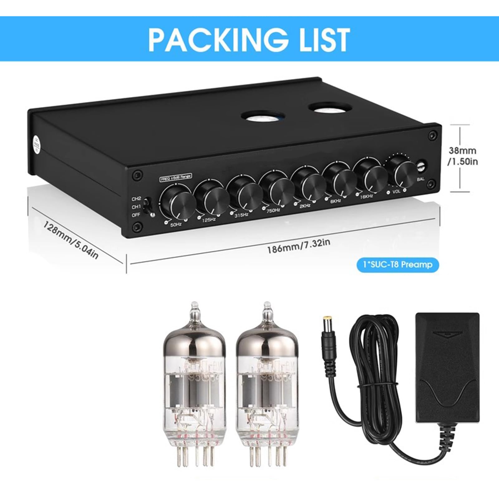EQ a 7 bande equalizzatore preamplificatore HiFi a tubo a vuoto amplificatore per auto e altoparlanti domestici, ingressi e uscite RCA/XLR bilanciati per una migliore qualità audio