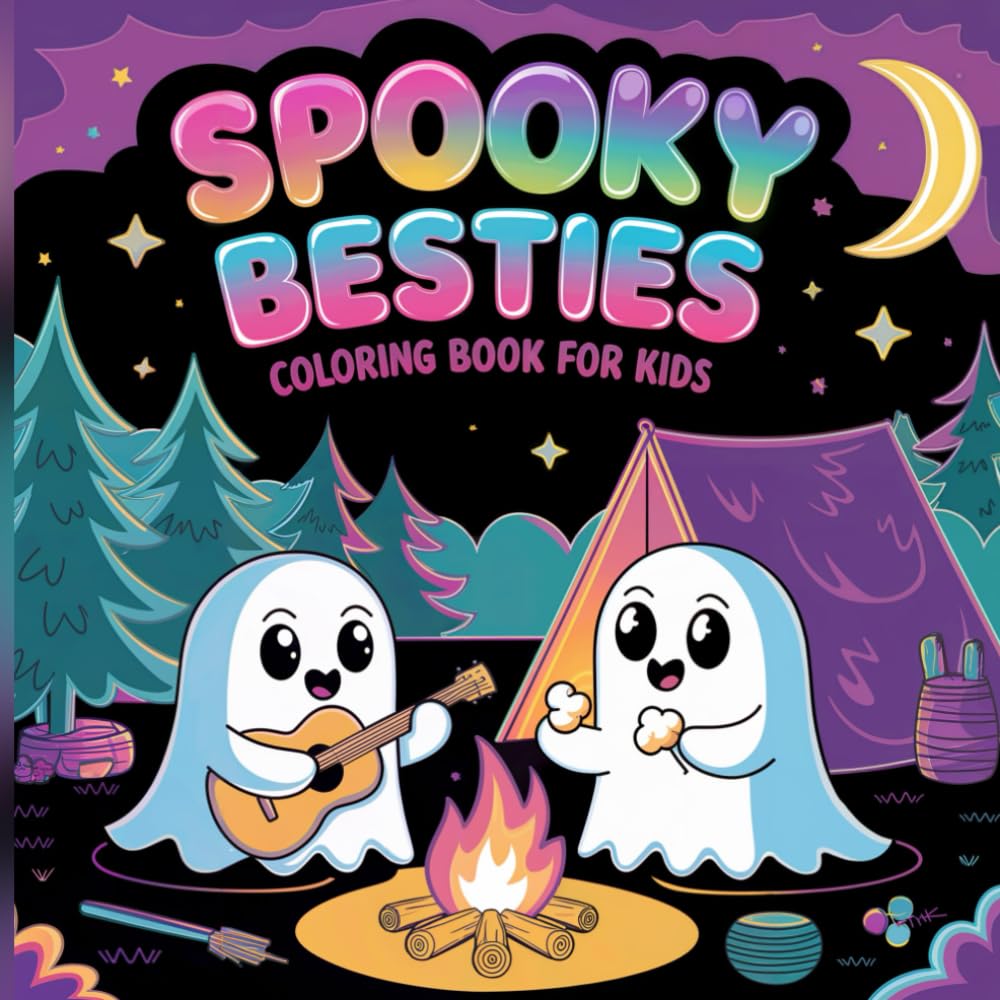 Spooky Besties Coloring Book for Kids: Join the cutest ghost friends on spooky adventures in this fun and heartwarming Halloween coloring book for kids!