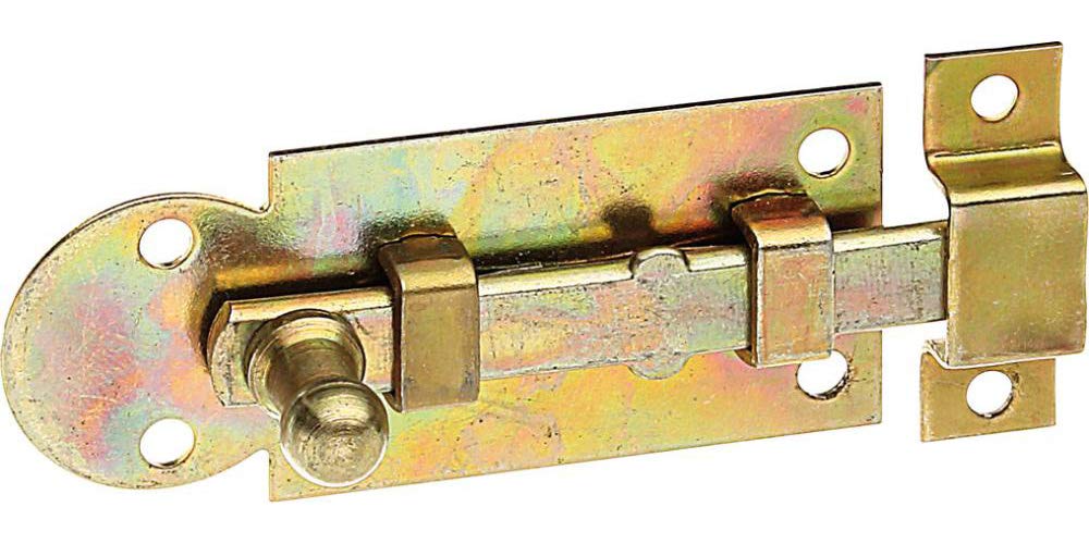 Alberts Steel 113001 Window Bolt | Straight, With Fixed Loop | Electrogalvanised, Thick-Layer-Passivated | Plate 61 X 26 Mm