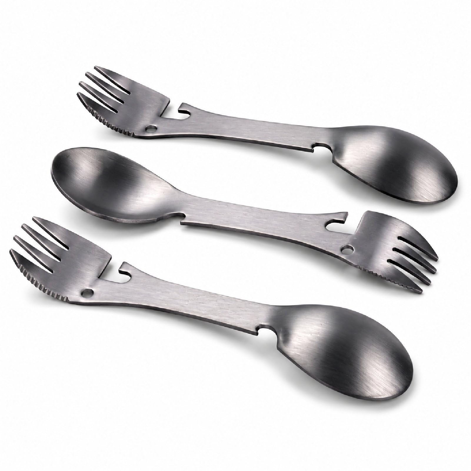 Stainless Steel Spork 3Pcs Stainless Steel Sporks Extremely Strong Set 5 in 1 Camping Cutlery Knife Fork Spoon with Bottle Can Opener for Travel Backpacking Camping Cutlery