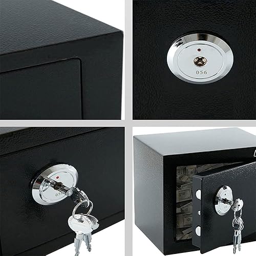 Miniatura 5 de Caja fuerte pequeña con llavecaja fuerte de alta seguridadcerradura de acero seguraoficina en casa caja de almacenamiento para dinero para ancianos